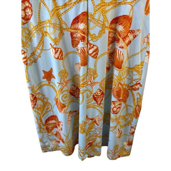 J. McLaughlin Sundress Small Coastal Shells Blue White Orange Catalina Cloth EUC - Picture 9 of 12